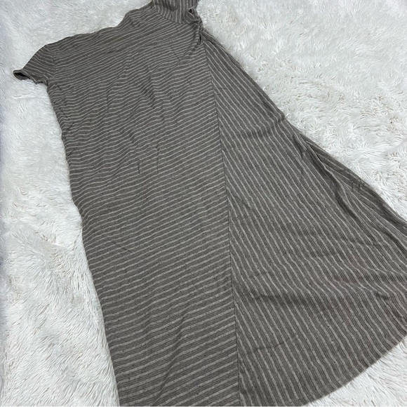 PureJill Womens Cotton Vneck Maxi dress Tan stripe S/S dress Size Medium - Picture 8 of 11